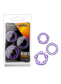 Набор из 3 фиолетовых эрекционных колец Stay Hard Beaded Cockrings - Blush Novelties - в Челябинске купить с доставкой