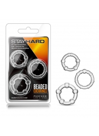 Набор из 3 прозрачных эрекционных колец Stay Hard Beaded Cockrings - Blush Novelties - в Челябинске купить с доставкой