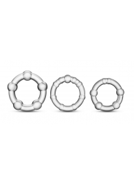 Набор из 3 прозрачных эрекционных колец Stay Hard Beaded Cockrings - Blush Novelties - в Челябинске купить с доставкой