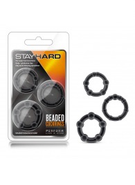 Набор из 3 чёрных эрекционных колец Stay Hard Beaded Cockrings - Blush Novelties - в Челябинске купить с доставкой