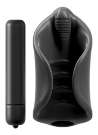 Чёрный мастурбатор Vibrating Silicone Stimulator с вибрацией - Pipedream - в Челябинске купить с доставкой
