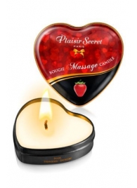Массажная свеча с ароматом клубники Bougie Massage Candle - 35 мл. - Plaisir Secret - купить с доставкой в Челябинске