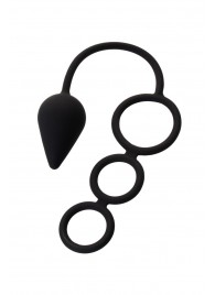 Тройное эрекционное кольцо с анальным хвостом Drop M-size - Erotist Adult Toys - в Челябинске купить с доставкой