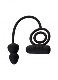 Чёрное эрекционное кольцо с вибропулькой и анальным хвостом - Erotist Adult Toys - в Челябинске купить с доставкой