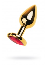 Золотистая анальная пробка с кристаллом-сердцем - 7,5 см. - ToyFa - купить с доставкой в Челябинске