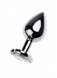 Серебристая анальная пробка с прозрачным кристаллом-сердцем - 8 см. - ToyFa - купить с доставкой в Челябинске