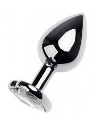 Серебристая анальная пробка с прозрачным кристаллом-сердцем - 8 см. - ToyFa - купить с доставкой в Челябинске