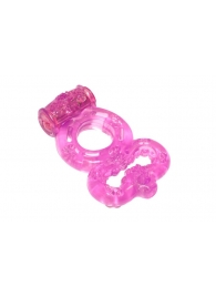 Розовое эрекционное кольцо Rings Treadle с подхватом - Lola Games - в Челябинске купить с доставкой