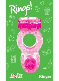 Розовое эрекционное кольцо с вибрацией Rings Ringer - Lola Games - в Челябинске купить с доставкой