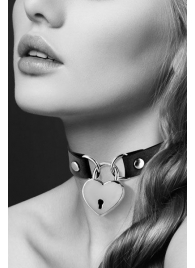 Черный чокер с замком в форме сердца - Bijoux Pour Toi - купить с доставкой в Челябинске