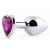 Серебристая анальная пробка с фиолетовым кристаллом-сердечком - 8 см. - Anal Jewelry Plug - купить с доставкой в Челябинске