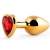 Золотистая анальная пробка с красным стразом-сердечком - 8 см. - Anal Jewelry Plug - купить с доставкой в Челябинске