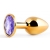 Золотистая анальная пробка с фиолетовым стразом - 7,2 см. - Anal Jewelry Plug - купить с доставкой в Челябинске