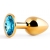 Золотистая анальная пробка с голубым стразом - 7,2 см. - Anal Jewelry Plug - купить с доставкой в Челябинске