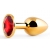 Золотистая анальная пробка с красным стразом - 7,2 см. - Anal Jewelry Plug - купить с доставкой в Челябинске