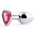 Серебристая анальная пробка с розовым кристаллом-сердечком - 7 см. - Anal Jewelry Plug - купить с доставкой в Челябинске