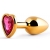 Золотистая анальная пробка с малиновым кристаллом-сердечком - 7 см. - Anal Jewelry Plug - купить с доставкой в Челябинске