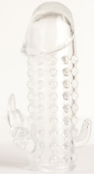 Гелевая прозрачная насадка с 2 отростками - 13 см. - Toyfa Basic - в Челябинске купить с доставкой