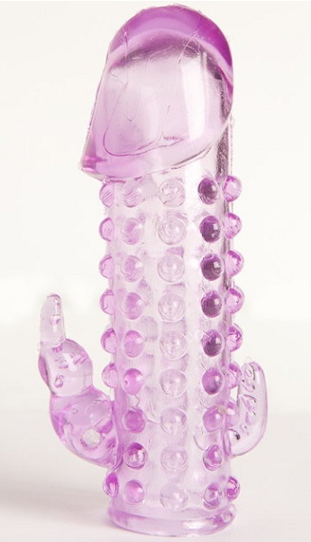 Закрытая фиолетовая насадка с 2 отростками - 13 см. - Toyfa Basic - в Челябинске купить с доставкой