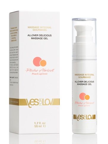 Универсальный массажный гель-смазка Allover Delicious Massage Gel с ароматом персика и аброкоса - 50 мл. - YESforLOV - купить с доставкой в Челябинске