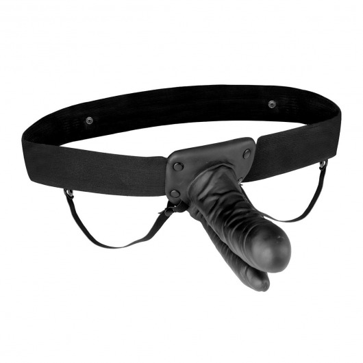 Полый страпон с двумя отростками и вибрацией Unisex Vibrating Hollow Strap-On Double Penetrating Dildo - 17,8 см. - Lux Fetish - купить с доставкой в Челябинске