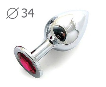 Коническая серебристая анальная втулка с малиновым кристаллом - 8,2 см. - Anal Jewelry Plug - купить с доставкой в Челябинске