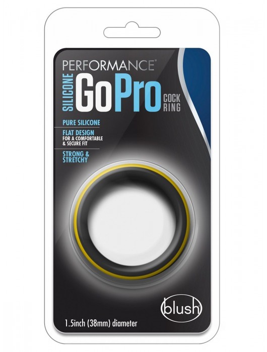 Черно-желтое силиконовое эрекционное кольцо Silicone Go Pro Cock Ring - Blush Novelties - в Челябинске купить с доставкой