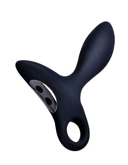 Черный силиконовый анальный вибромассажер Erokey с колечком-ограничителем - Erokay - в Челябинске купить с доставкой