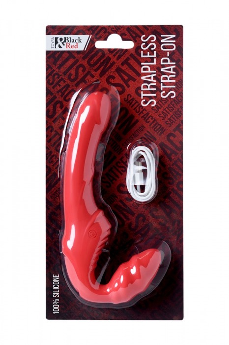 Красный безремневой страпон с вибрацией - ToyFa - купить с доставкой в Челябинске