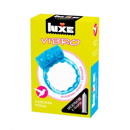 Голубое эрекционное виброкольцо Luxe VIBRO  Райская птица  + презерватив - Luxe - в Челябинске купить с доставкой