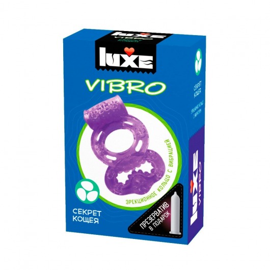 Фиолетовое эрекционное виброкольцо Luxe VIBRO  Секрет Кощея  + презерватив - Luxe - в Челябинске купить с доставкой