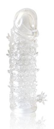 Закрытая прозрачная рельефная насадка Crystal sleeve - 13 см. - Erowoman-Eroman - в Челябинске купить с доставкой