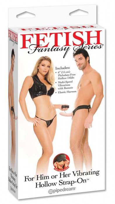 Полый страпон унисекс телесного цвета с вибрацией For Him or Her ​Vibrating Hollow Strap-On - 15 см. - Pipedream - купить с доставкой в Челябинске