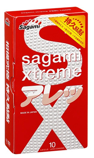 Утолщенные презервативы Sagami Xtreme Feel Long с точками - 10 шт. - Sagami - купить с доставкой в Челябинске