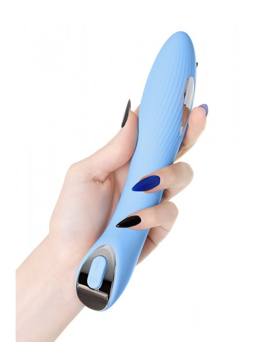 Голубой силиконовый вибратор с электростимуляцией TESLA G-POINT - 21 см. - ToyFa - купить с доставкой в Челябинске