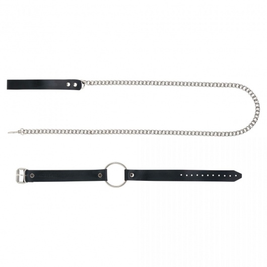 Черный поводок и чокер с кольцом Rada - Rebelts - купить с доставкой в Челябинске