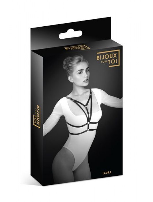 Черная упряжь на грудь Laura - Bijoux Pour Toi - купить с доставкой в Челябинске