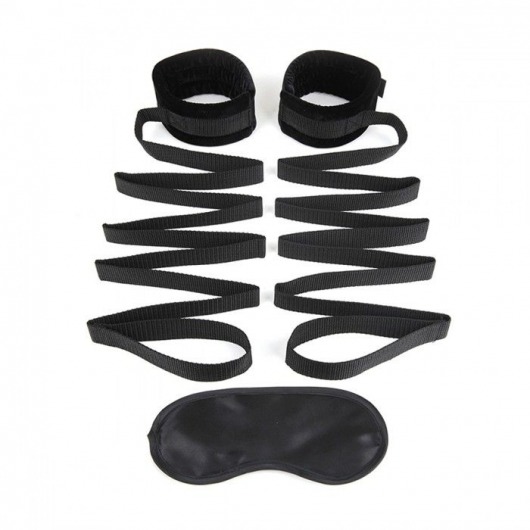 Чёрные манжеты для фиксации на кровати Bondage Bed Strap - Lux Fetish - купить с доставкой в Челябинске