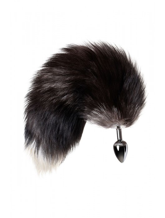 Серебристая металлическая анальная втулка с хвостом чернобурой лисы - размер S - ToyFa - купить с доставкой в Челябинске