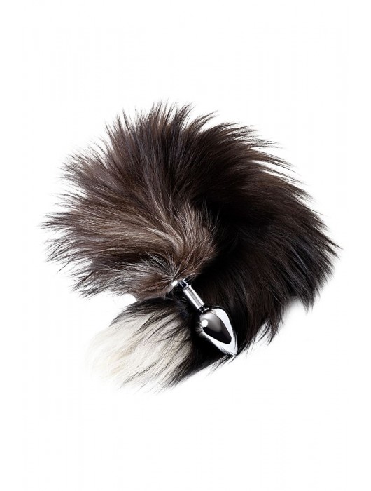 Серебристая металлическая анальная втулка с хвостом чернобурой лисы - размер S - ToyFa - купить с доставкой в Челябинске