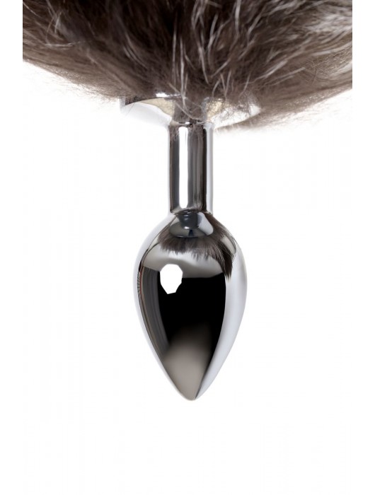 Серебристая металлическая анальная втулка с хвостом чернобурой лисы - размер S - ToyFa - купить с доставкой в Челябинске