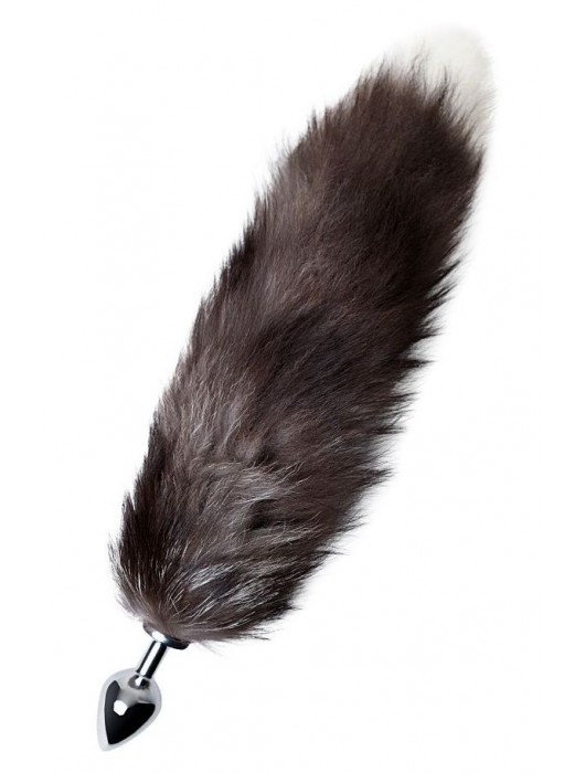 Серебристая металлическая анальная втулка с хвостом чернобурой лисы - размер S - ToyFa - купить с доставкой в Челябинске
