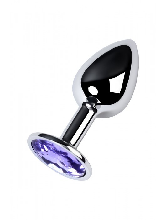 Серебристая конусовидная анальная пробка с фиолетовым кристаллом - 7 см. - ToyFa - купить с доставкой в Челябинске