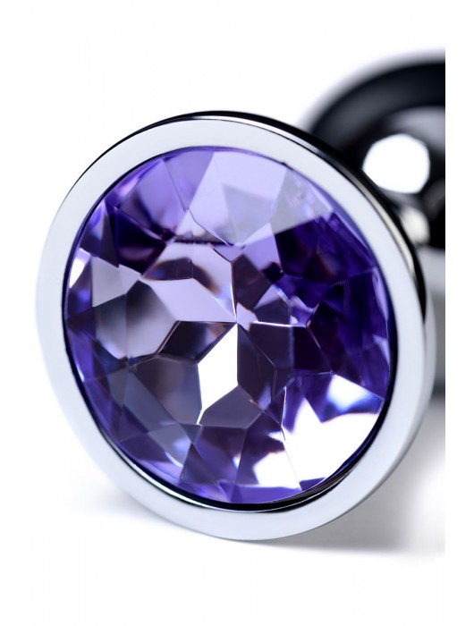 Серебристая конусовидная анальная пробка с фиолетовым кристаллом - 7 см. - ToyFa - купить с доставкой в Челябинске