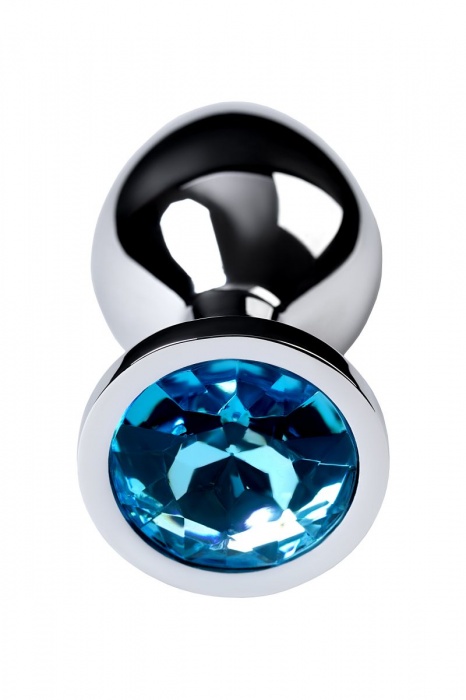 Серебристая конусовидная анальная пробка с голубым кристаллом - 8 см. - ToyFa - купить с доставкой в Челябинске