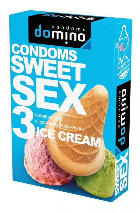 Презервативы для орального секса DOMINO Sweet Sex с ароматом мороженого - 3 шт. - Domino - купить с доставкой в Челябинске