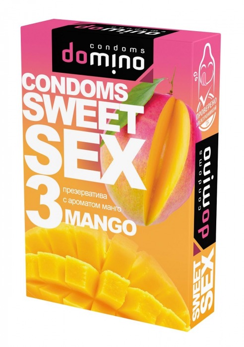 Презервативы для орального секса DOMINO Sweet Sex с ароматом манго - 3 шт. - Domino - купить с доставкой в Челябинске