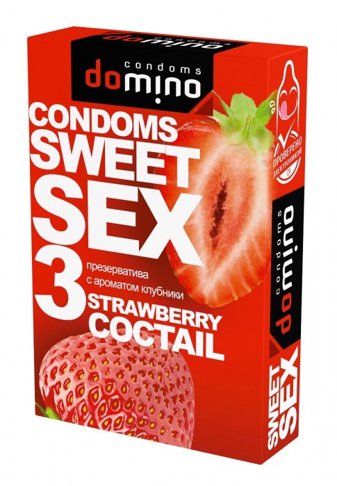 Презервативы для орального секса DOMINO Sweet Sex с ароматом клубничного коктейля  - 3 шт. - Domino - купить с доставкой в Челябинске