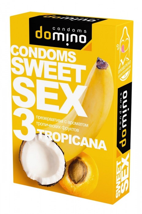 Презервативы для орального секса DOMINO Sweet Sex с ароматом тропических фруктов - 3 шт. - Domino - купить с доставкой в Челябинске