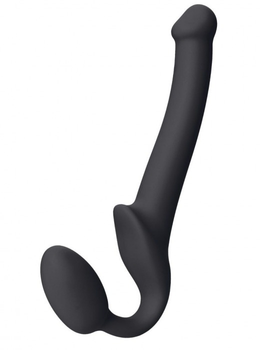 Черный безремневой страпон Silicone Bendable Strap-On S - Strap-on-me - купить с доставкой в Челябинске